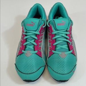 Puma Teal Magenta Silver Mesh Running Shoes Womens 5.5 Lightweight Trainers